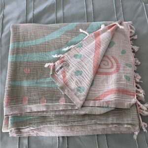 Sand Cloud  Turkish Towel - Peach, taupe cream & teal